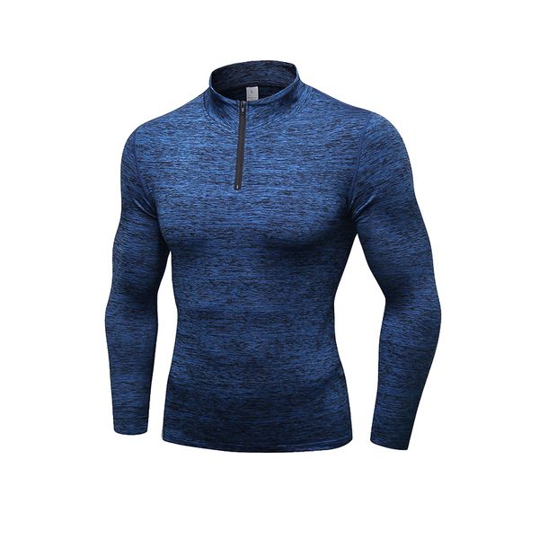 

winter compression men long sleeves t-shirt breathable fitness jogging plus cashmere high elastic gym sportswear clothing, Black;blue