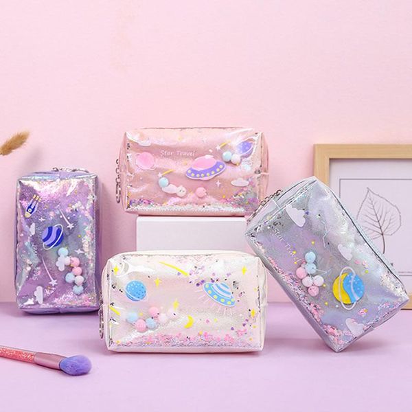 

fashion laser sequin quicksand makeup bag women travel portable zipper cosmetic organizer storage beauty wash pouch case 5pcs/lot