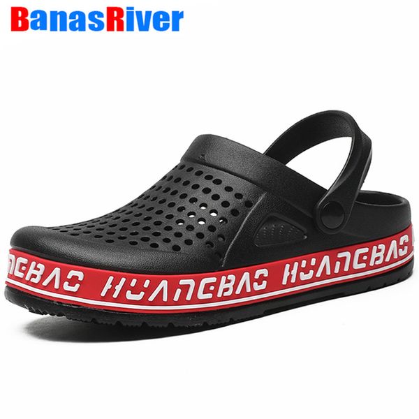 

2020 men shoes summer hollow slippers house fashion outdoor breathable wlaking casual beach sandals flip flops footwear, Black