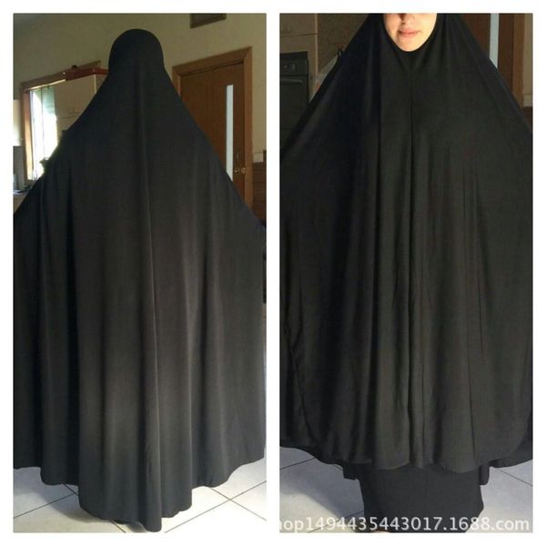 

muslim women black cover abaya islamic khimar clothes headscarf robe kimono instant long hijab arab worship prayer garment, Red