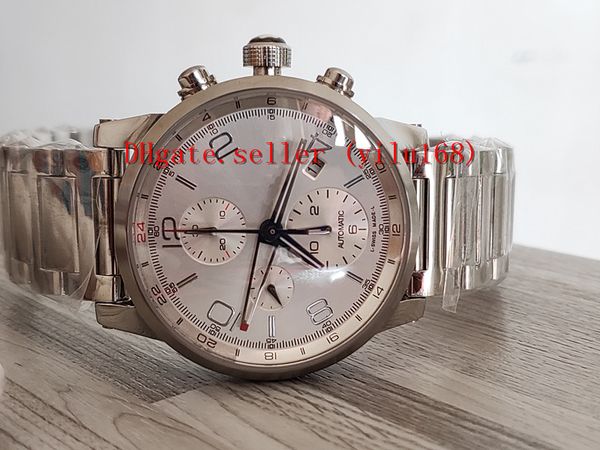 

seliing luxurymon high-grade men's quality46mm u0107065 folding movement 7750 has timing function rubber 2 kinds of watch strap sports, Slivery;brown