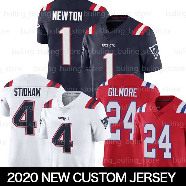 

1 cam newton football jerseys new england patriots 11 julian edelman 4 jarrett stidham 24 stephon gilmore tom brady sony 26 michel, Black;red