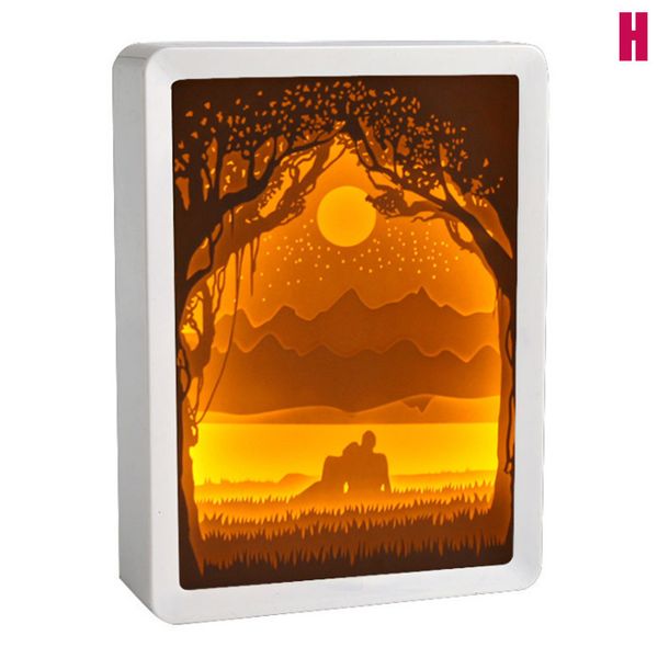 

3d night lamp paper pattern painting led table shadow box frame party home decor ja55