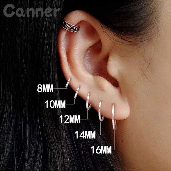 

2019 simple small hoop earrings 925 sterling silver hoop earrings for women ear bone buckle round circle jewelry gift 4, Golden;silver