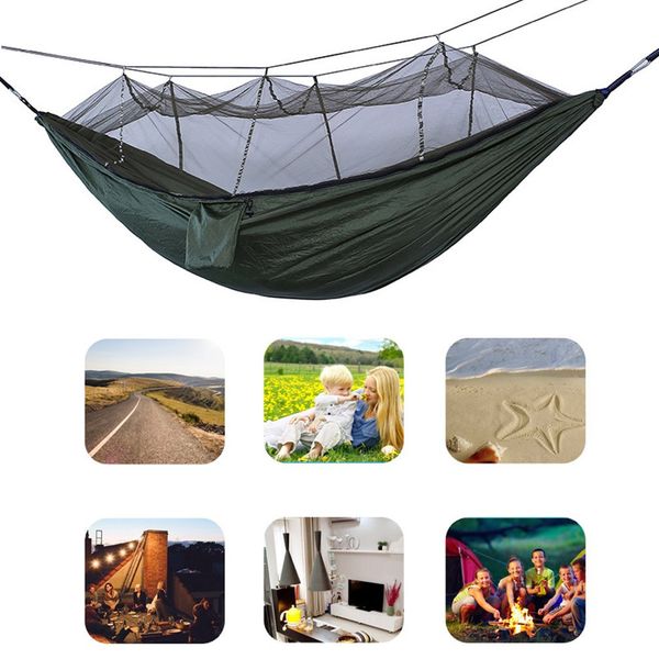 

1-2 person portable outdoor camping hammock camping mosquito bug net parachute outdoor nylon hammock for sleeping travel hiking