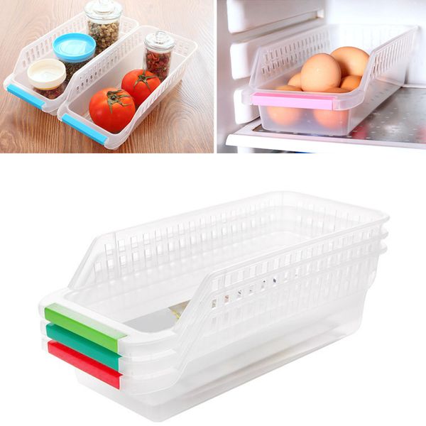 

kitchen refrigerator space saver organizer slide shelf rack storage holder plastic box random color 1pcs random color