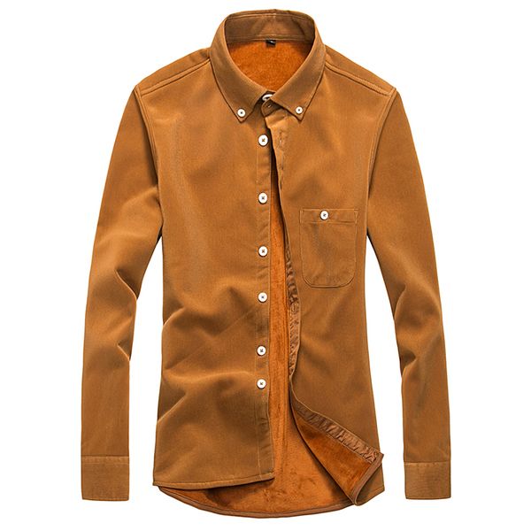 

men's winter clothing plus velvet thickening gold a warm business casual slim corduroy long-sleeved large size s- 5xl shirt, White;black