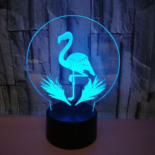 

flamingo 7 color lamp 3d visual led night lights for kids touch usb table lampara lampe baby sleeping motion light