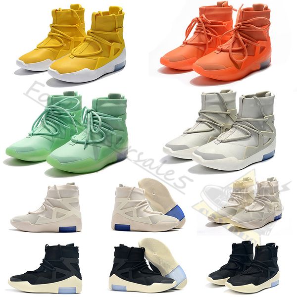 

2019 fear of god 1 light bone running shoes for mens women air fog boots frosted spruce orange designer sneakers sports zoom casual shoes, White;red