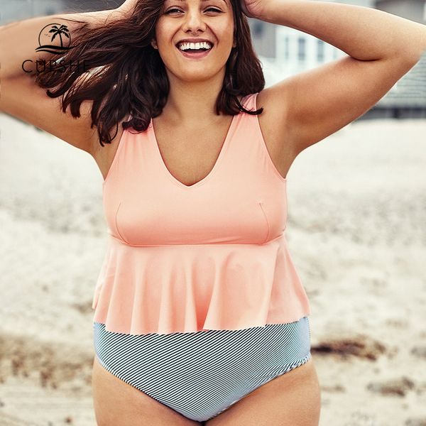 

cupshe плюс размер pink tank top ruffled бикини наборы женщина sexy два кусочка купальники 2020 девушки пляж купальники купальники, White;black