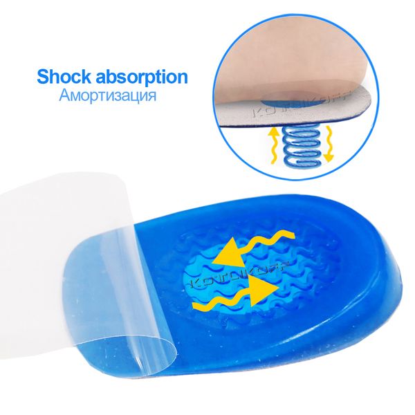 

silicone gel insoles heel cups plantar fasciitis shoe cushion silicone inserts in shoes heel protector relief the pain insoles, Black