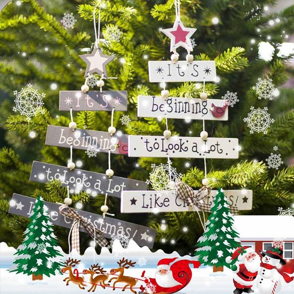 

christmas tree decoration wooden pendants christmas ornaments xmas tree home door hanging new year decor merry