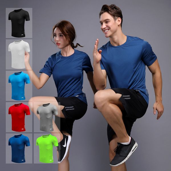 

men women running shirts sets sports shorts +short sleeves outdoor breathable training fit jogging badminton tennis golf suits, Black;blue