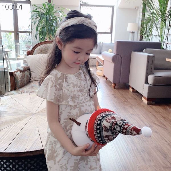 

retail 2020 girl princess floral dress chiffon kids sweet dress with headbands children summer clothes