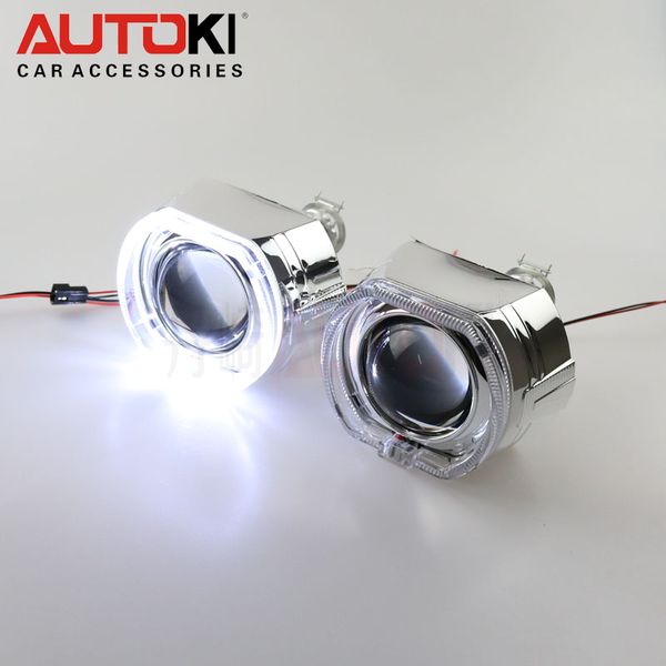 

h1 mini x5 led square angel eye bi-xenon projectors lens hid xenon lensrhd lhd with gun shrouds for auto headlight