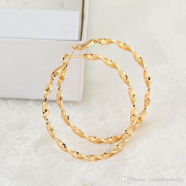 

luxury women earrings jewelry ale 18k yellow gold plated twist hoops huggie big earrings for women, Golden;silver