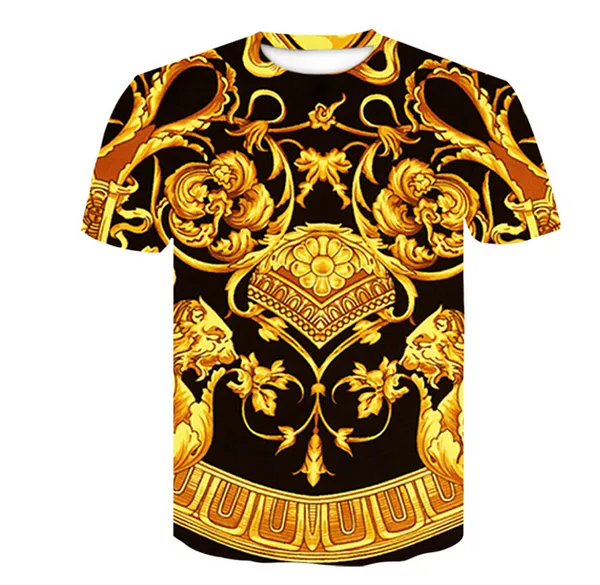 

2019 golden statue new summer t-shirt 3d printing t shirt for men/women vintage luxury royal ftloral shirt clothes camiseta masculina q995, White;black