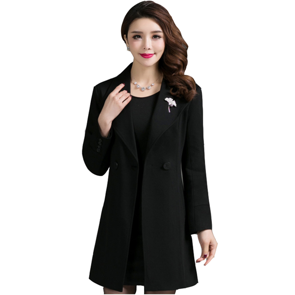 

women's trench coats thin windbreaker overcoat spring autumn fashion slim medium long korean plus size coat, Tan;black