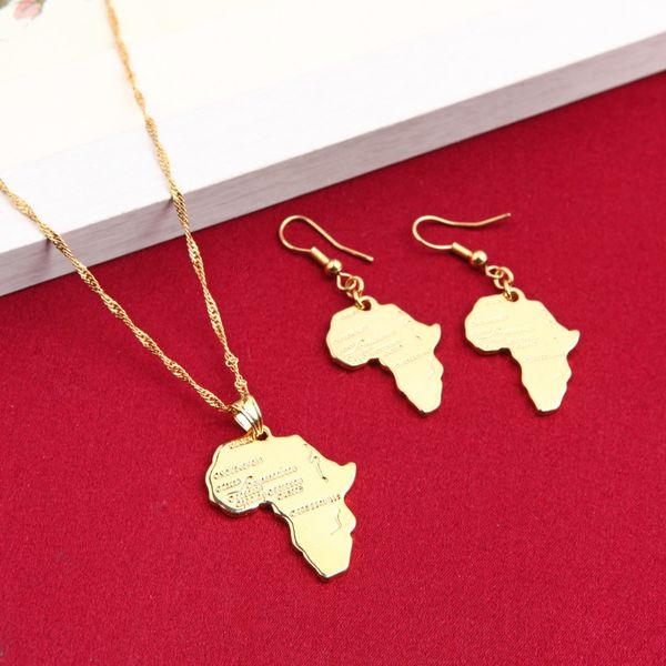 

эфиопский африка карта ювелирные наборы цвета золота ювелирные наборы себе ожерелье серьги подвеска для африканского свадьбы, Silver