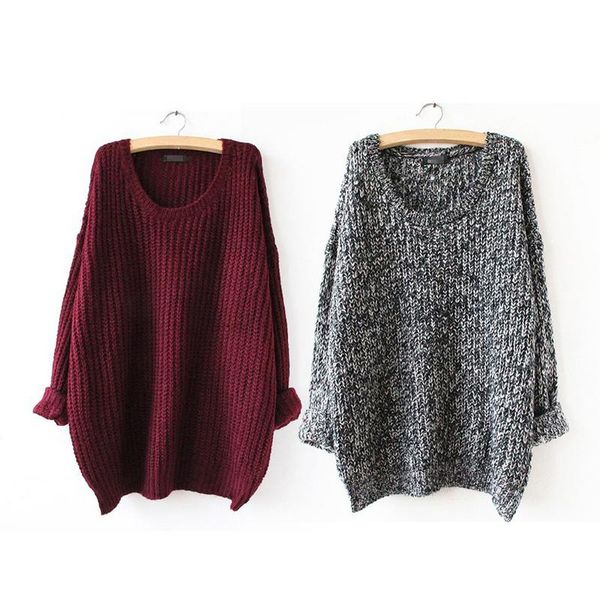

autumn winter women new fashion warm solid sweaters casual full sleeve loose knitted pullovers, White;black