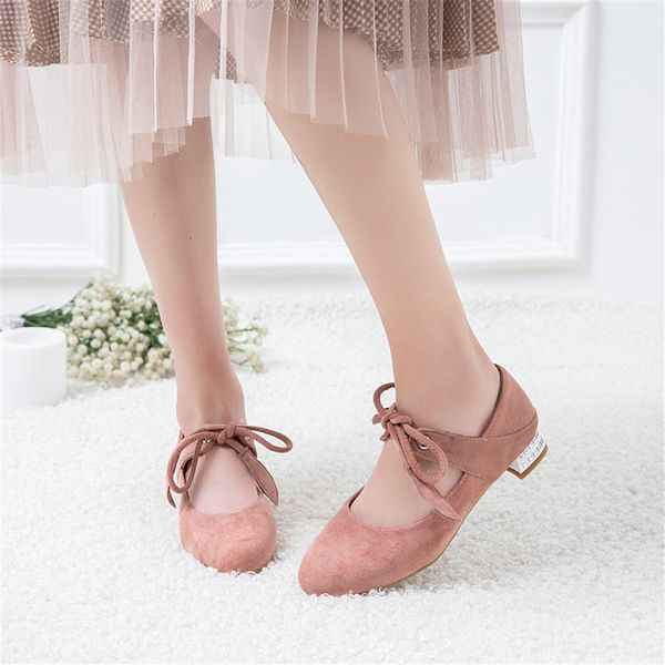 

sarairis recién llegados 2020 tacones gruesos zapatos de mujer bombas de mujer flock femenino con cordones bombas de primavera poco, Black