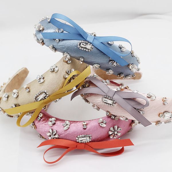 

baroque fashion luxury ball headband rhinestone bow headband headband hair band female girl hair accessories 965, Golden;white