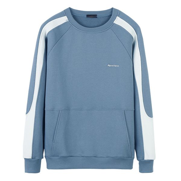 

men's autumn round neck raglan sleeves stitching casual long-sleeved high-quality fashion simple personality men's, Black