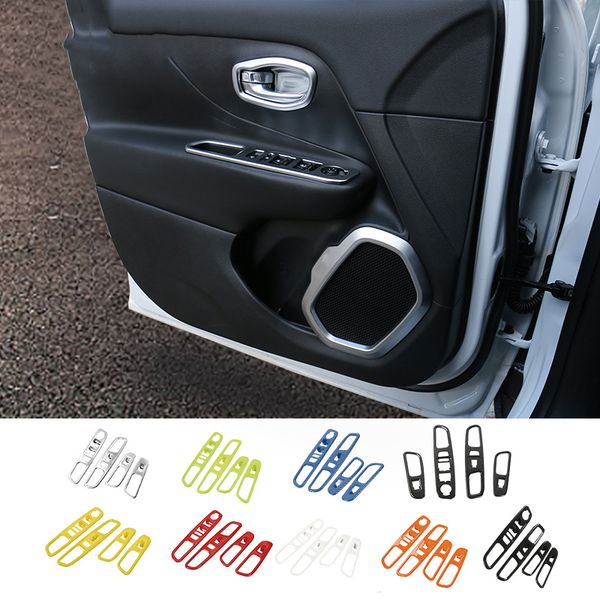 

abs car windows lift switch button decoration cover for jeep renegade 2016 up car interiors accessories