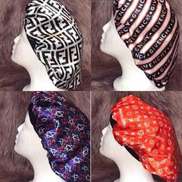 

designer durag muslim women stretch sleep turban hat scarf silky bonnet chemo beanies caps cancer headwear head wrap hair accessories, Blue;gray