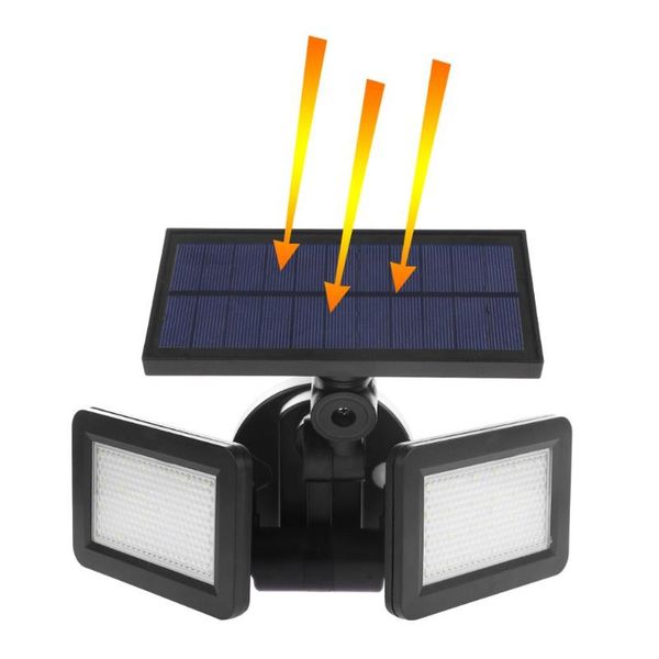 

48leds dual head solar light radar sensor spotlight waterproof outdoor solar garden light super bright yard flood led lamp