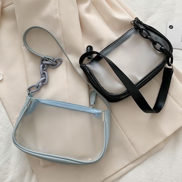 

causual pvc transparent clear woman crossbody bags shoulder bag handbag jelly small phone bags with card holder wide straps flap