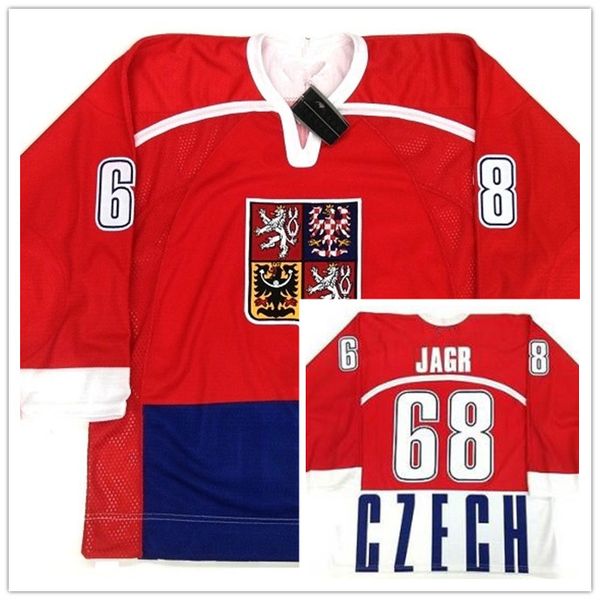 

Rare vintage 68 jaromir jagr czech republic national team men 039 retro hockey jer ey embroidery titched cu tomize any number and name, Black;red