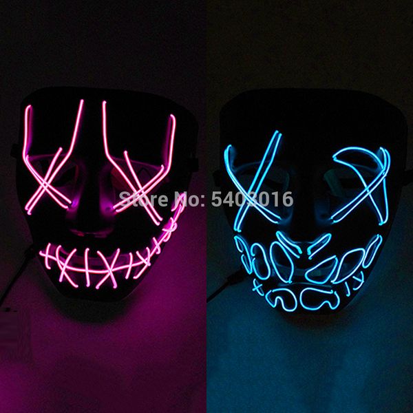

2 new style black led light up mask glowing in dark luminous el wire mask for dj cosplay party night club costumes neon