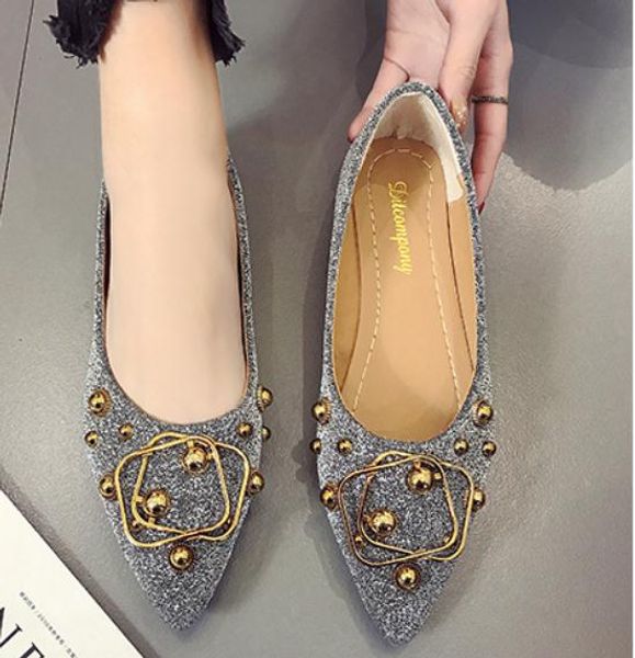 

2019 non-slip women's shoes in spring and autumn with new style flat bottom pointed end, Black