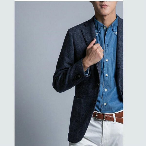 

vintage navy tweed herringbone suit men spring summer fall winter slim fit men blazer jacket latest designs classic suits, White;black