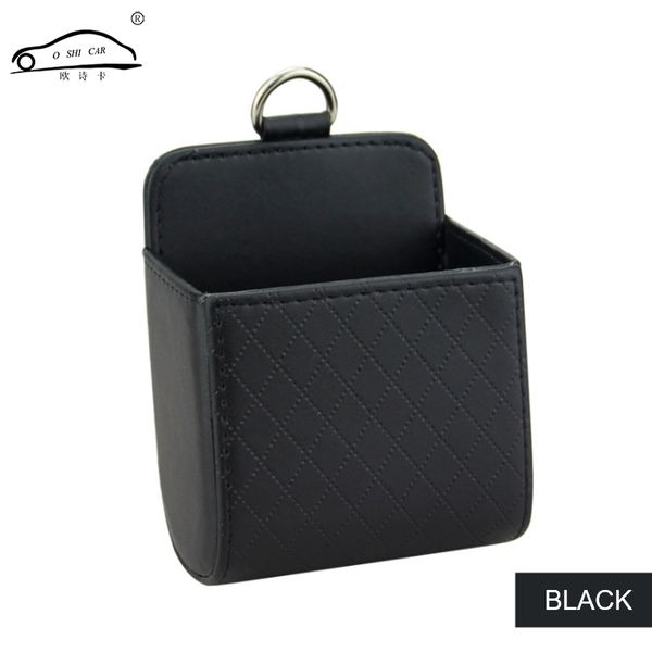 

car air vent storage box pu leather bag organizer car interior tidy storage coin case cellphone holder box with hook