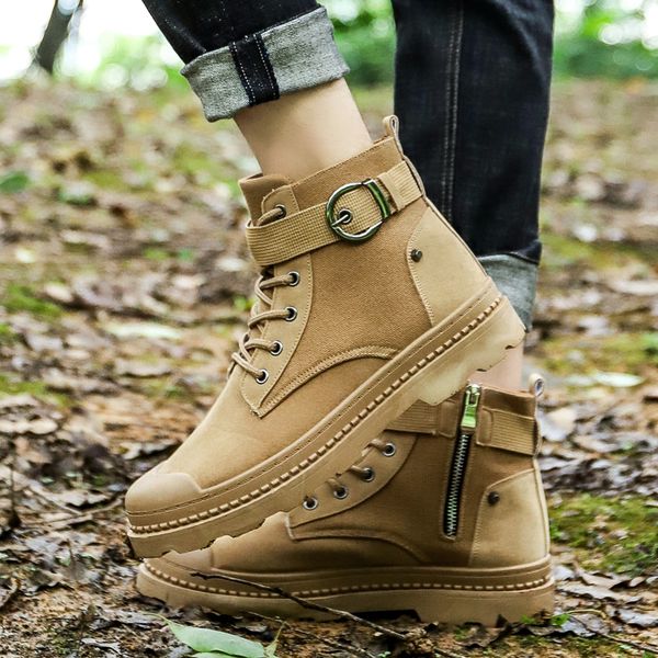 

men casual shoes male beathable ayakkabi trainers brand high help leather shoes men sneakers tenis masculino suede boots for man, Black