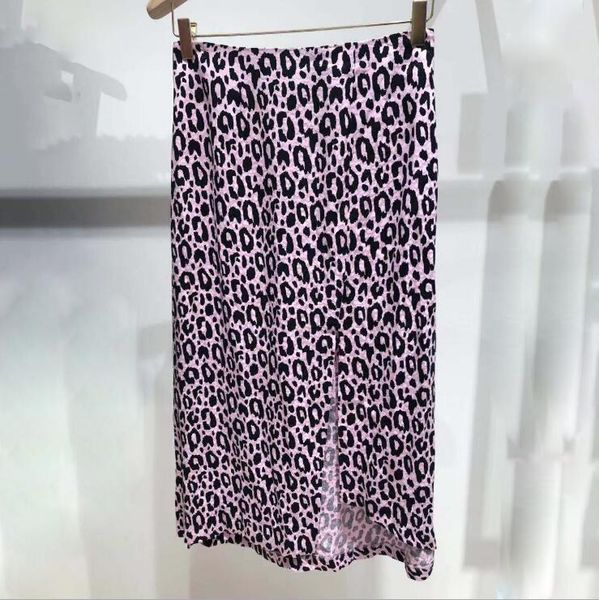 

leopard print high split skirt women high waist slim mid calf ladies skirts, Black