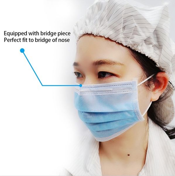 

in stock disposable face mask 50pcs pm2.5 elastic mouth soft breathable face non woven disposable anti-dust mask