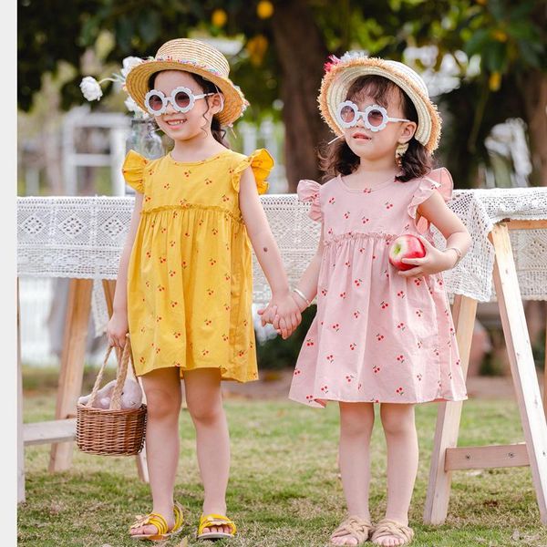 

children's clothing 2020 summer girls dress summer baby girls dress, Red;yellow