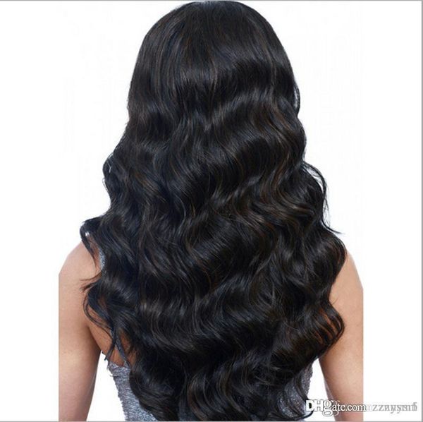 

natural color long curly hair wigs natural straight heat resistant for women wave wig, Black