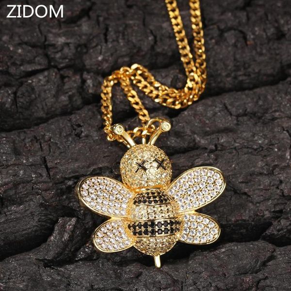 

men/women hip hop iced out bling bee pendant necklaces zircon fashion hiphop necklace jewelry fashion gifts, Silver