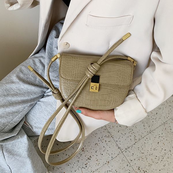 

celebrity inspired new fashion crocodile semicircle single-shoulder bag for women saddle fashion messenger bag womens handbags