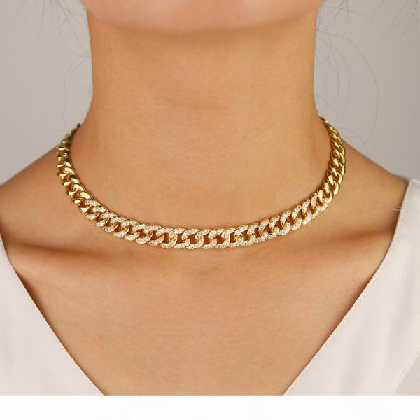 

2019 игристых cz проложили замороженный из ювелирных микро pave cz голдфилд хип-хоп большой майами кубинский ссылку цепи ожерелье для женщин, Silver