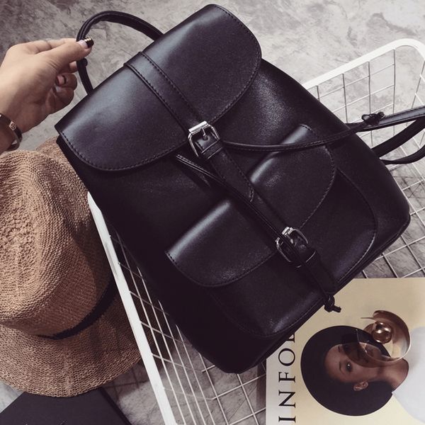 

backpack women pu leather solid color drawstring backpacks casual travel school bags mochila mujer sac a dos