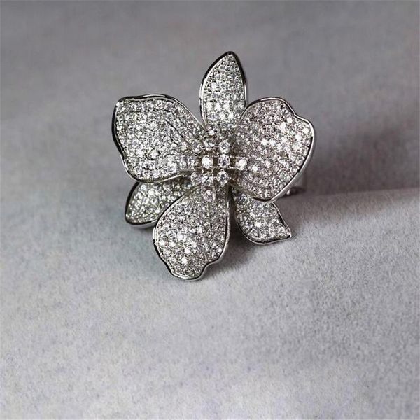 

280pcs pave white sapphire cz diamond handmade luxury jewelry 925 sterling silver women wedding engagement butterfly ring for lover gift, Slivery;golden