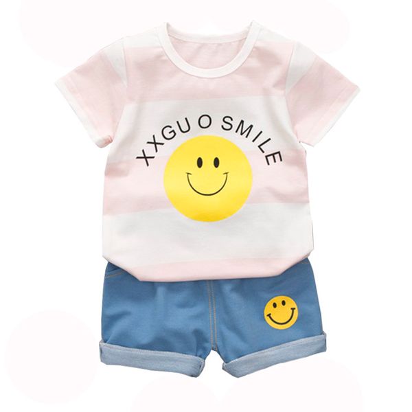 

baby boy clothes set summer cartoon t-shirt 2019+pant short cotton kid clothes for boy outfit clothing suit24, White
