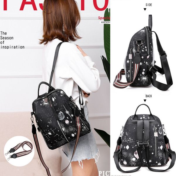 

2019 women classic pu leather floral backpack anti-theft rucksack school shoulder bag black