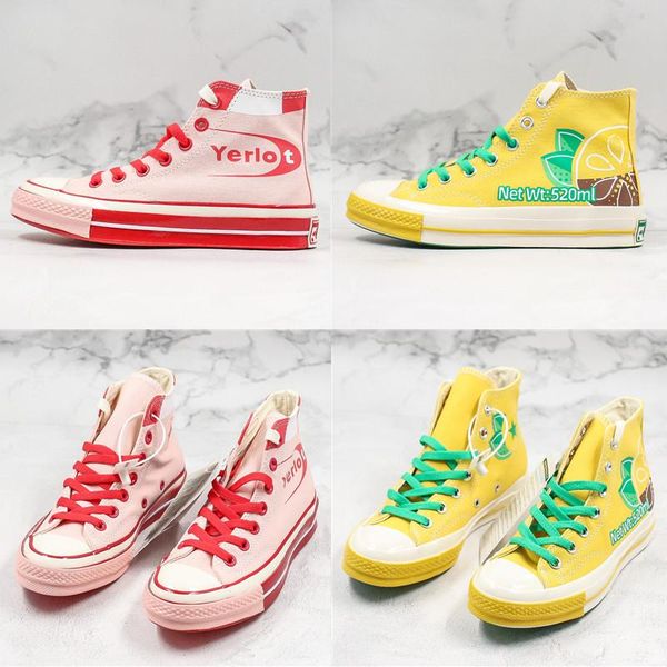 

2020 new yerlot x lemon tea drink canvas shoes chuck 70 limited 1970s x women casual shoes, White;red