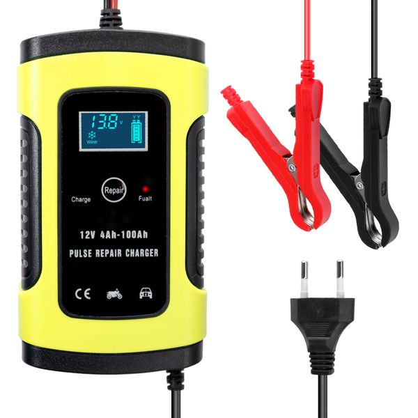 

12v 6a full automatic car battery charger power pulse repair chargers wet dry lead acid battery-chargers digital lcd display